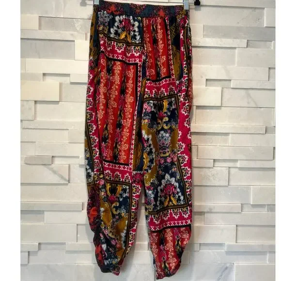 ANTHROPOLOGIE Zadie Patchwork Print Velvet Tassel Tie Lounge/sleep Pants XS/S - Picture 3 of 9